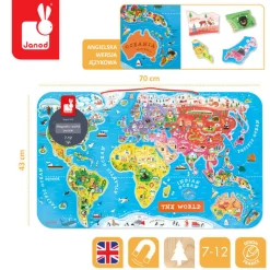 Janod Puzzle magnetyczne Mapa świata