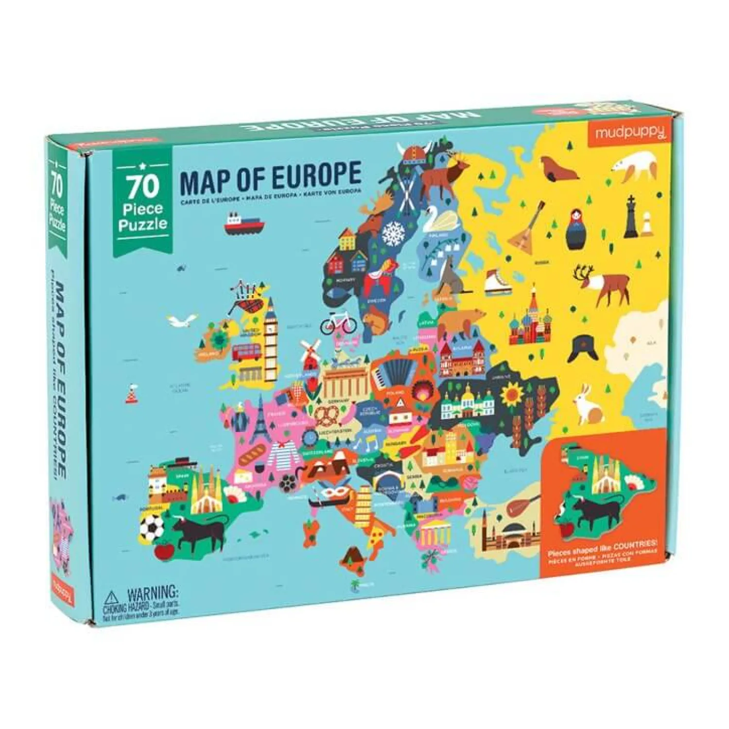 Mudpuppy Puzzle Mapa Europy z elementami w kształcie państw 5+