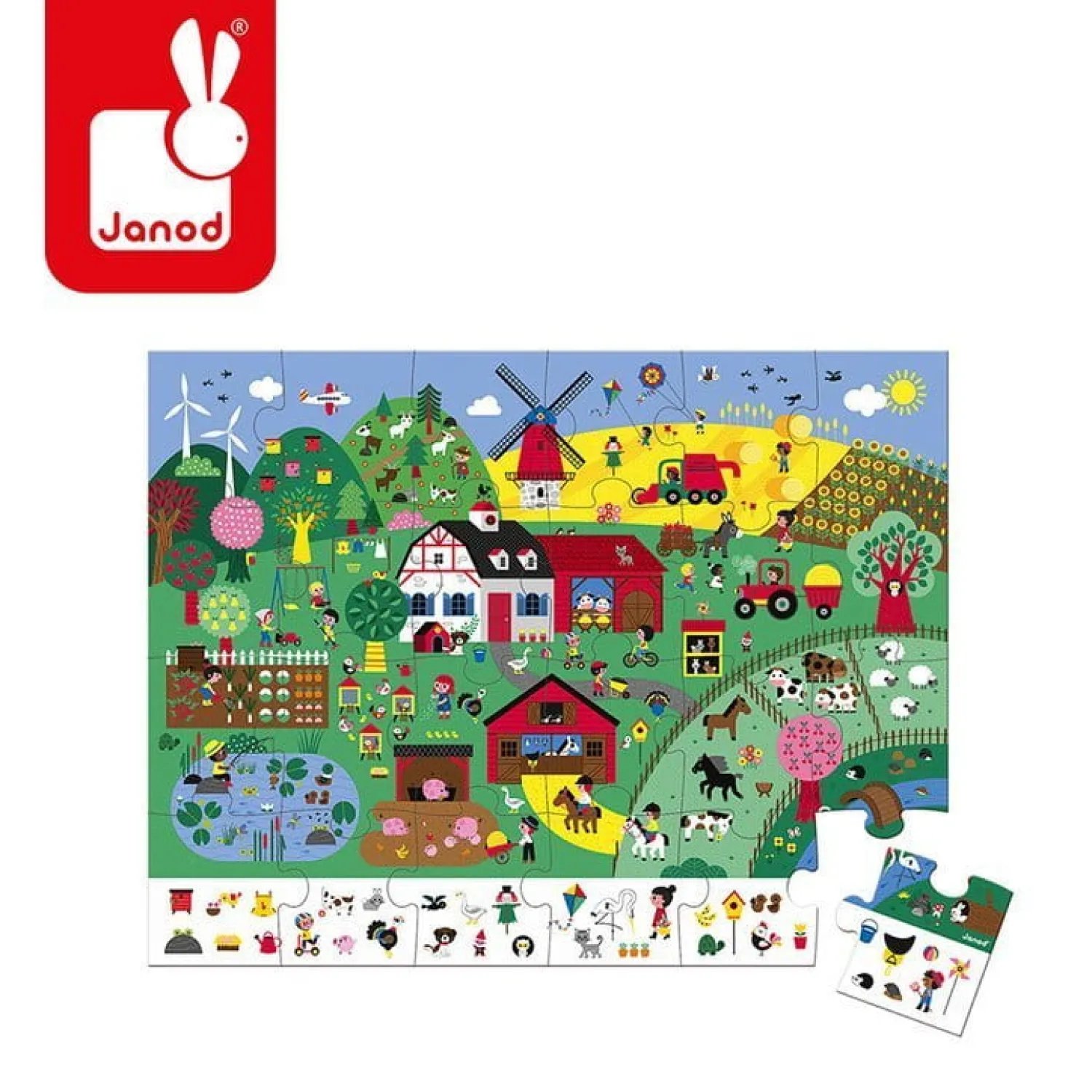 Janod Puzzle obserwacyjne w walizce Farma 24 elementy 3+