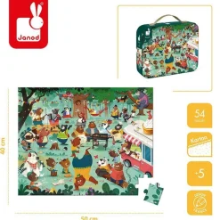 Janod Puzzle obserwacyjne w walizce Rodzina misiów 54 elementy 5+