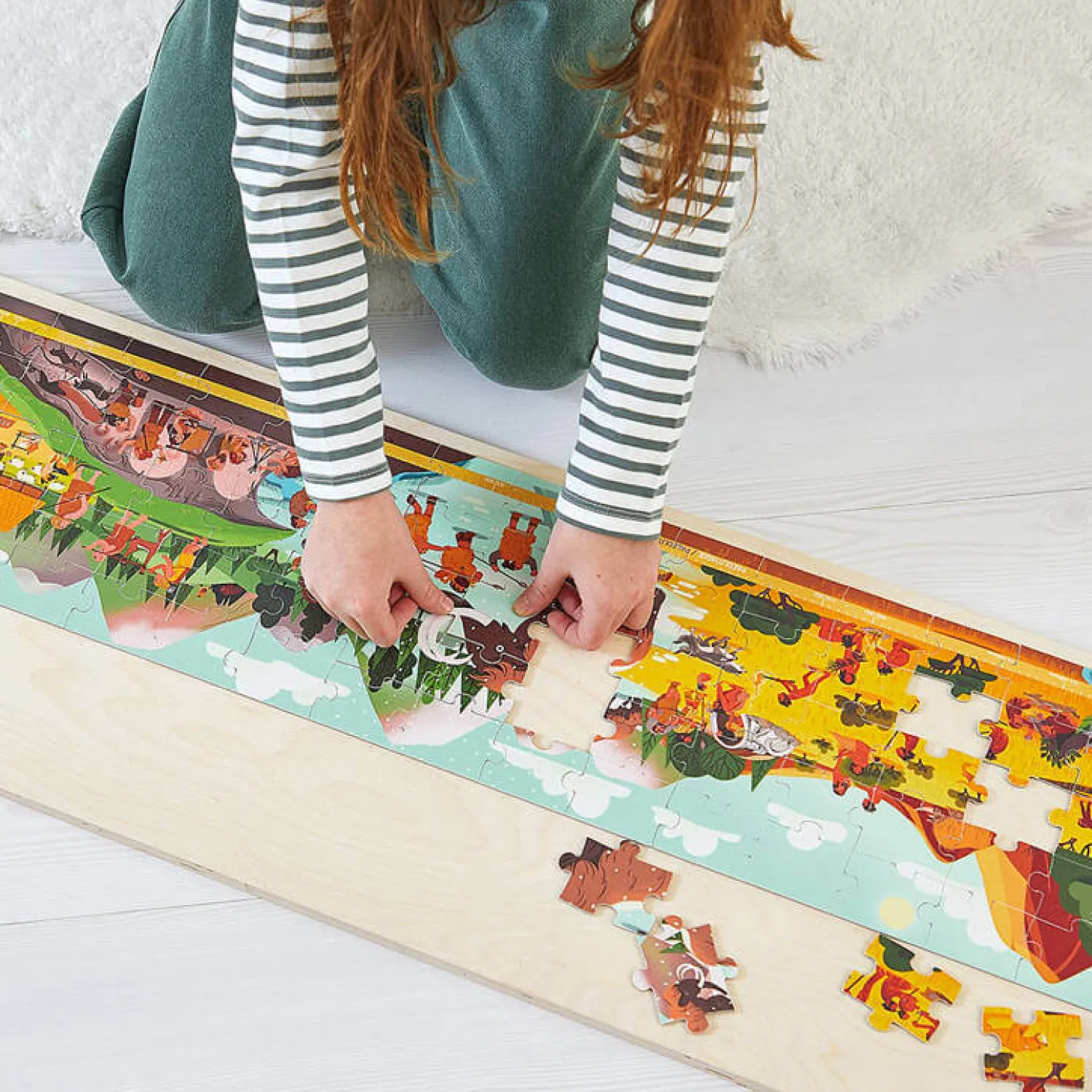 Janod Puzzle panoramiczne w walizce Prehistoria 100 elementów