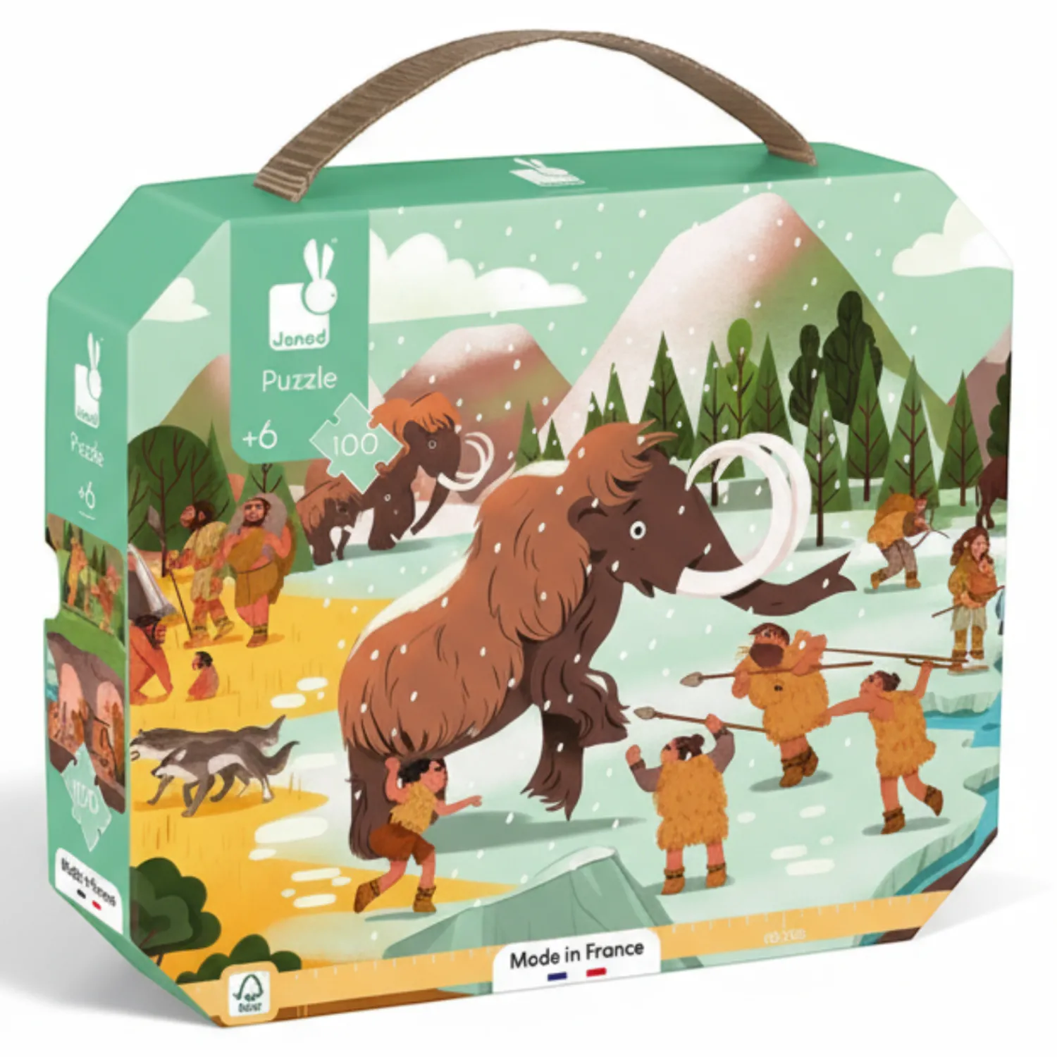 Janod Puzzle panoramiczne w walizce Prehistoria 100 elementów