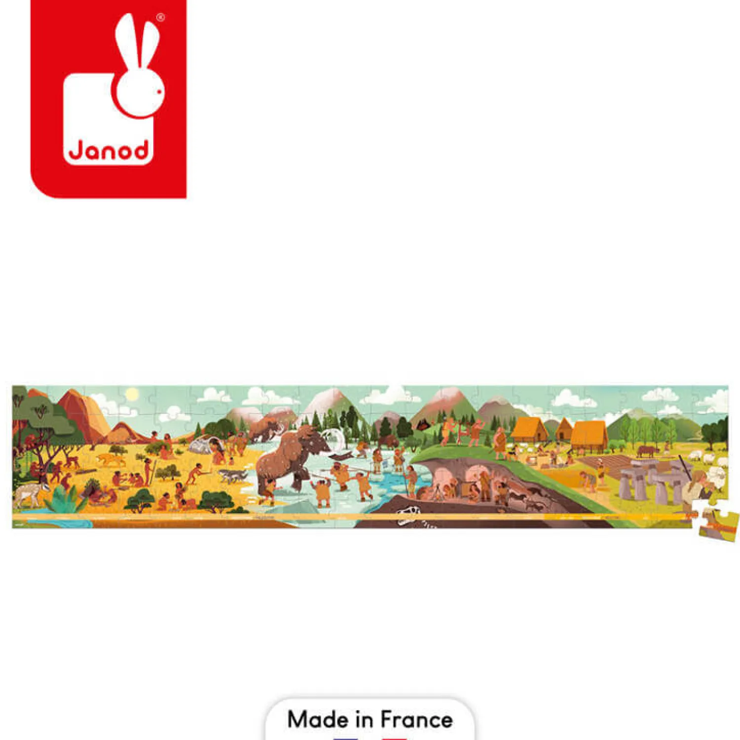 Janod Puzzle panoramiczne w walizce Prehistoria 100 elementów