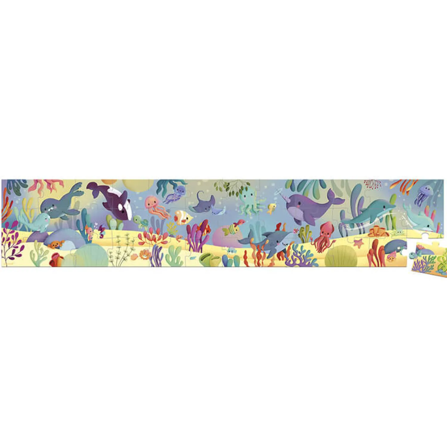 Janod Puzzle panoramiczne w walizce Morskie stworzenia 36 elementów 4+