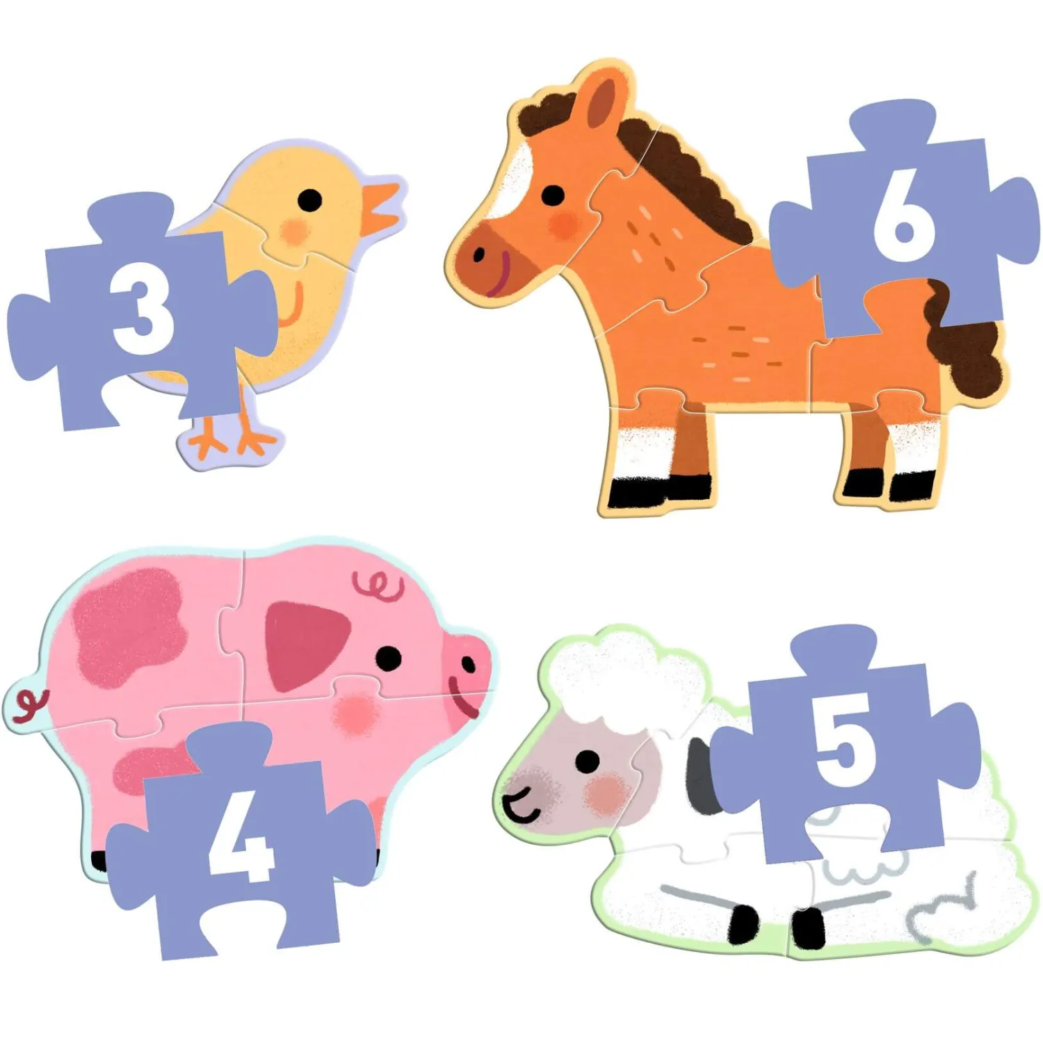Djeco Puzzle progresywne FARMA 3,4,5,6 elem.