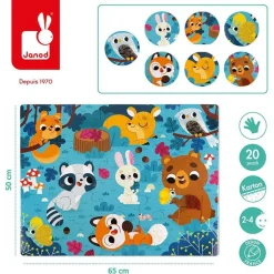 Janod Puzzle sensoryczne 20 elementów Leśne zwierzęta