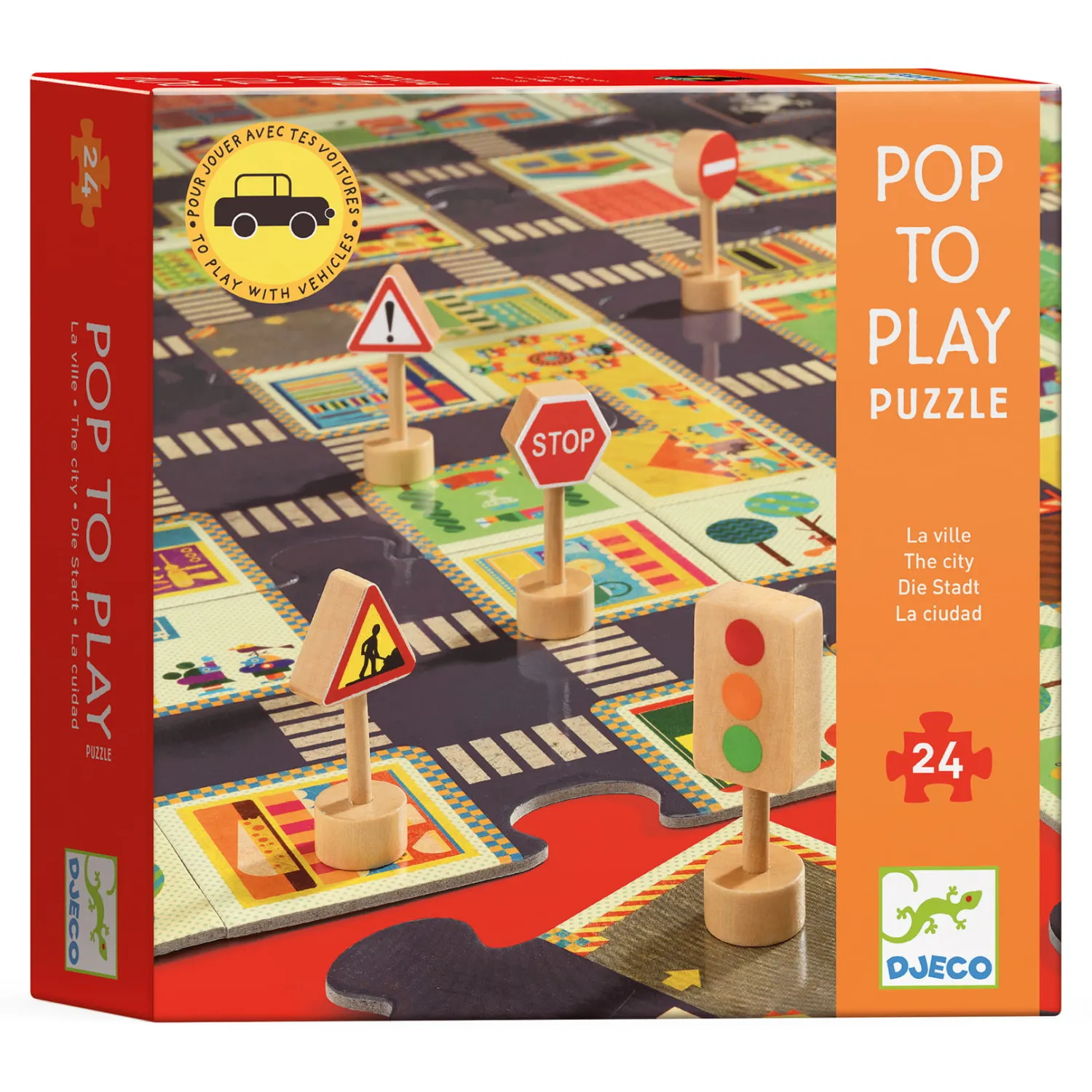 Djeco Puzzle ulice w mieście ze znakami drogowymi