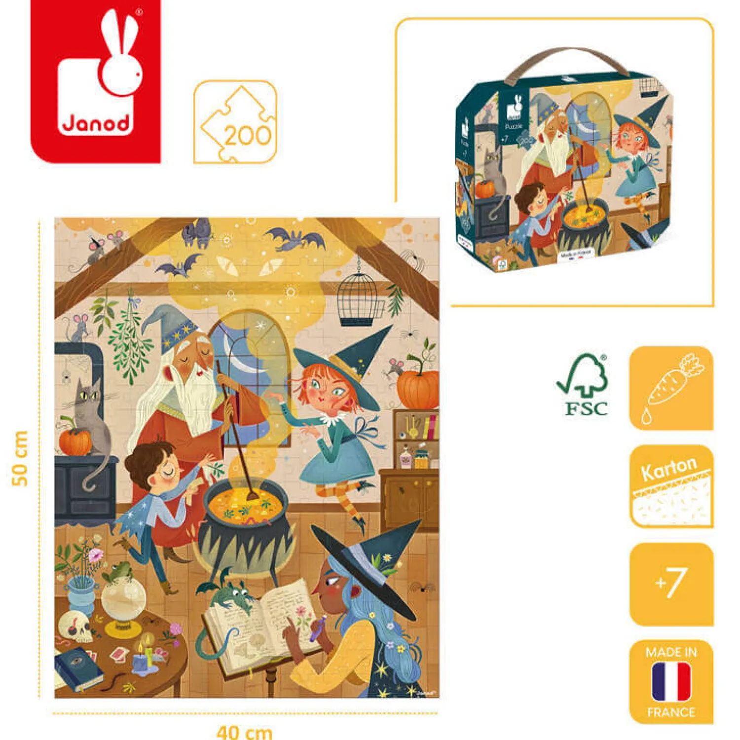 Janod Puzzle w walizce Czary 200 elementów