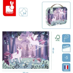 Janod Puzzle w walizce Jednorożce 54 elementy 5+