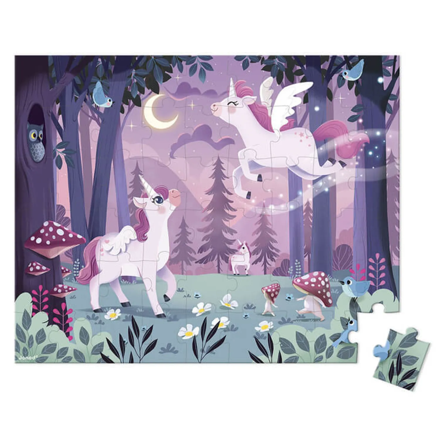 Janod Puzzle w walizce Jednorożce 54 elementy 5+