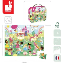 Janod Puzzle w walizce Księżniczki 36 elementów 4+