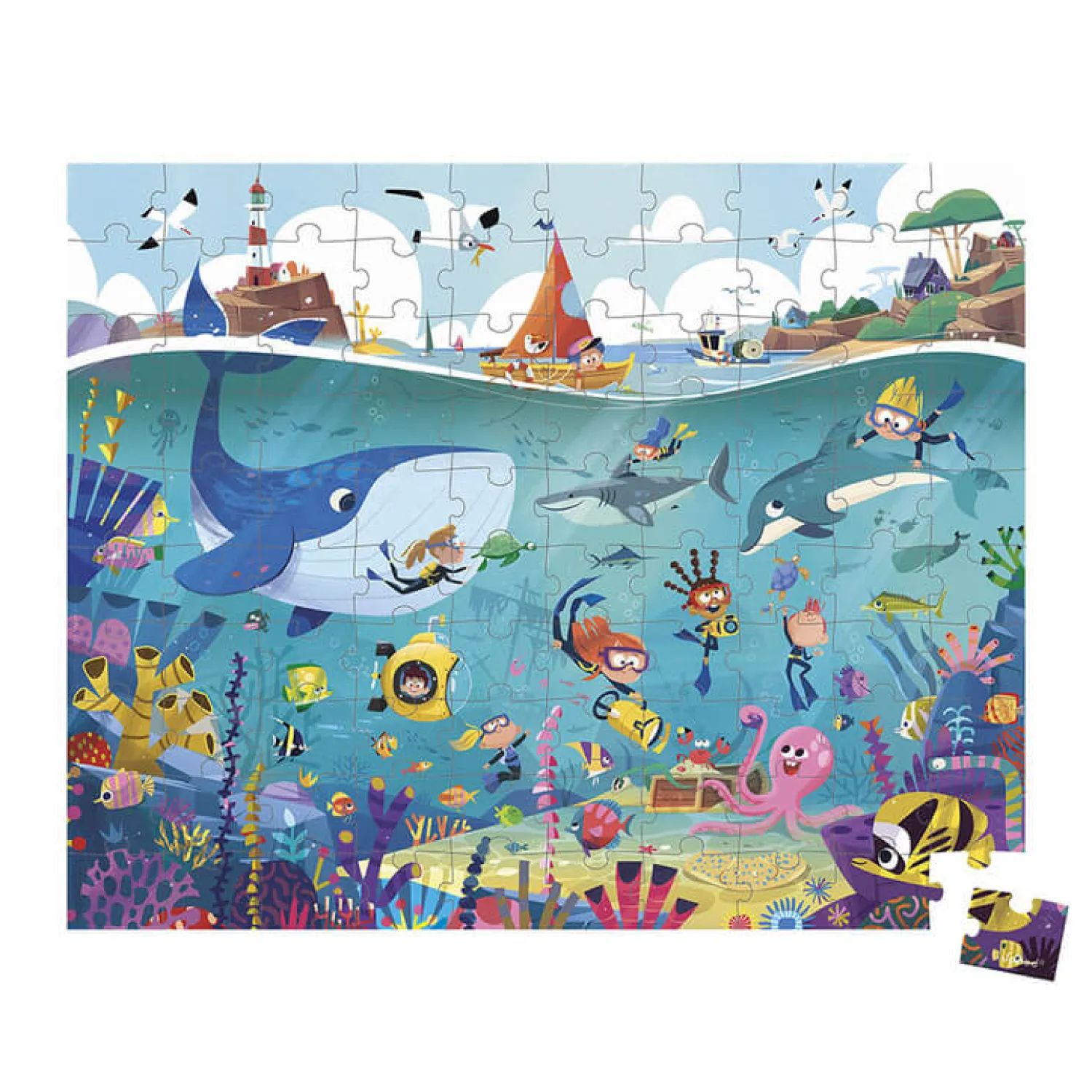 Janod Puzzle w walizce Podwodny świat 100 elementów 6+