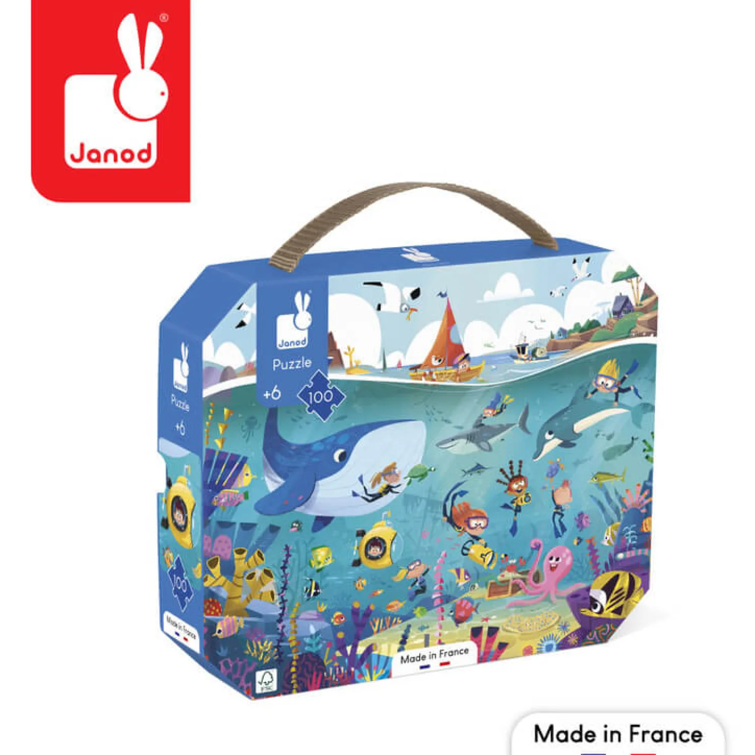 Janod Puzzle w walizce Podwodny świat 100 elementów 6+