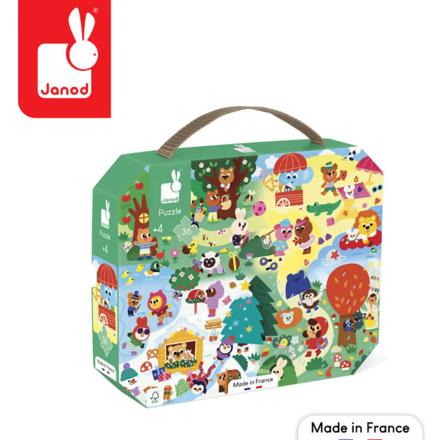 Janod Puzzle w walizce 4 pory roku 36 elementów 4+
