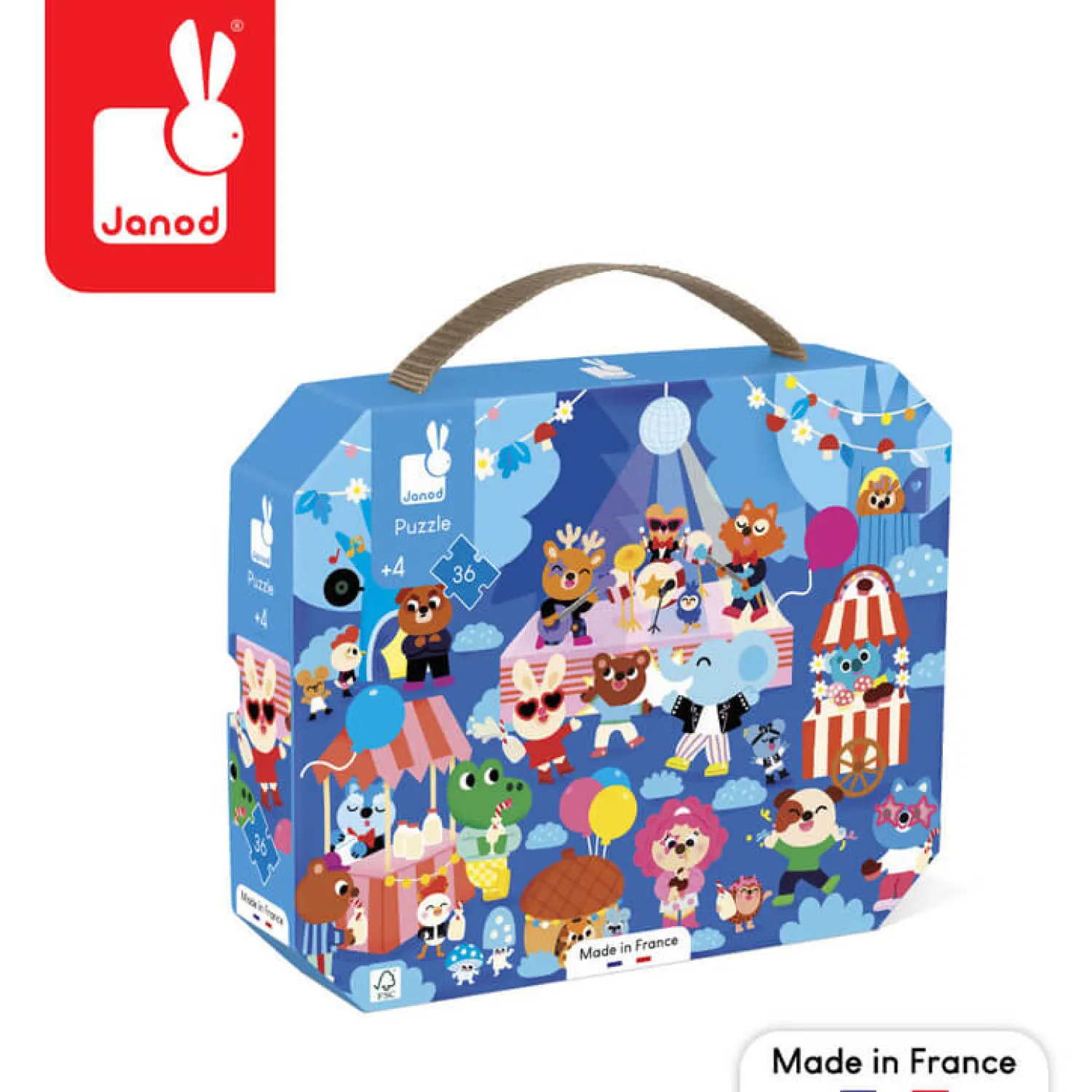 Janod Puzzle w walizce Przyjęcie 36 elementów 4+