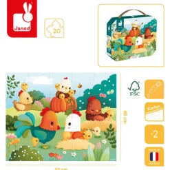 Janod Puzzle w walizce Witajcie na farmie 20 elementów