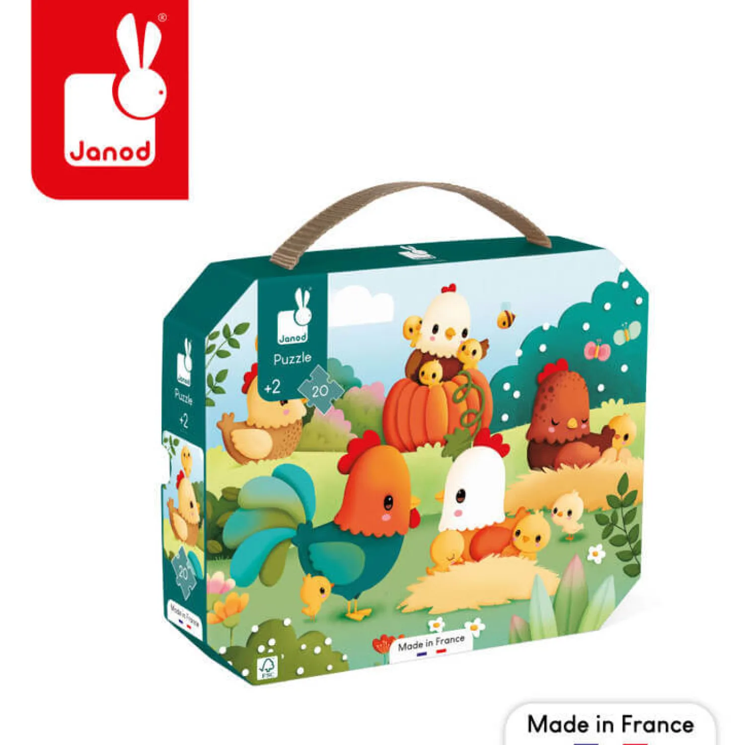 Janod Puzzle w walizce Witajcie na farmie 20 elementów
