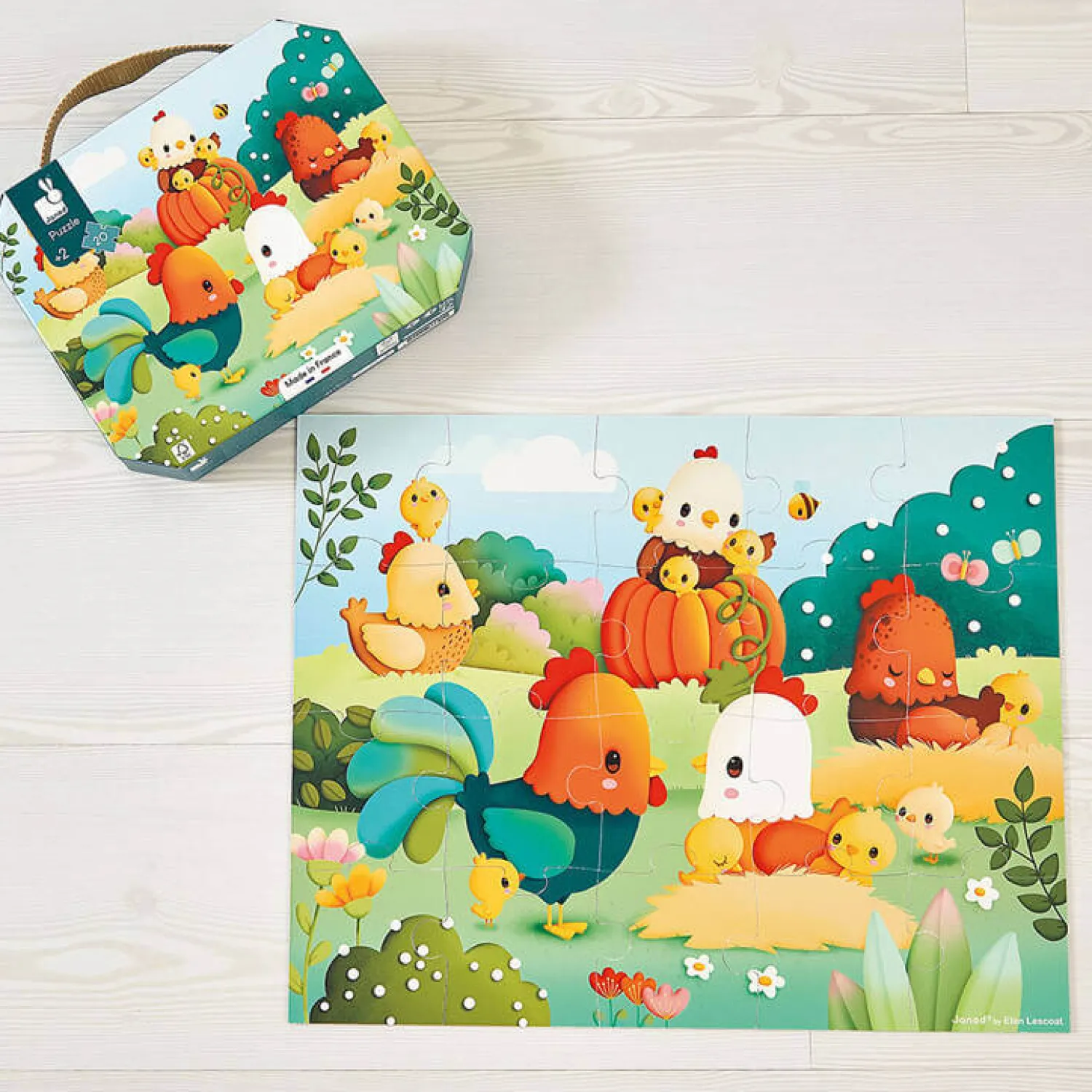 Janod Puzzle w walizce Witajcie na farmie 20 elementów
