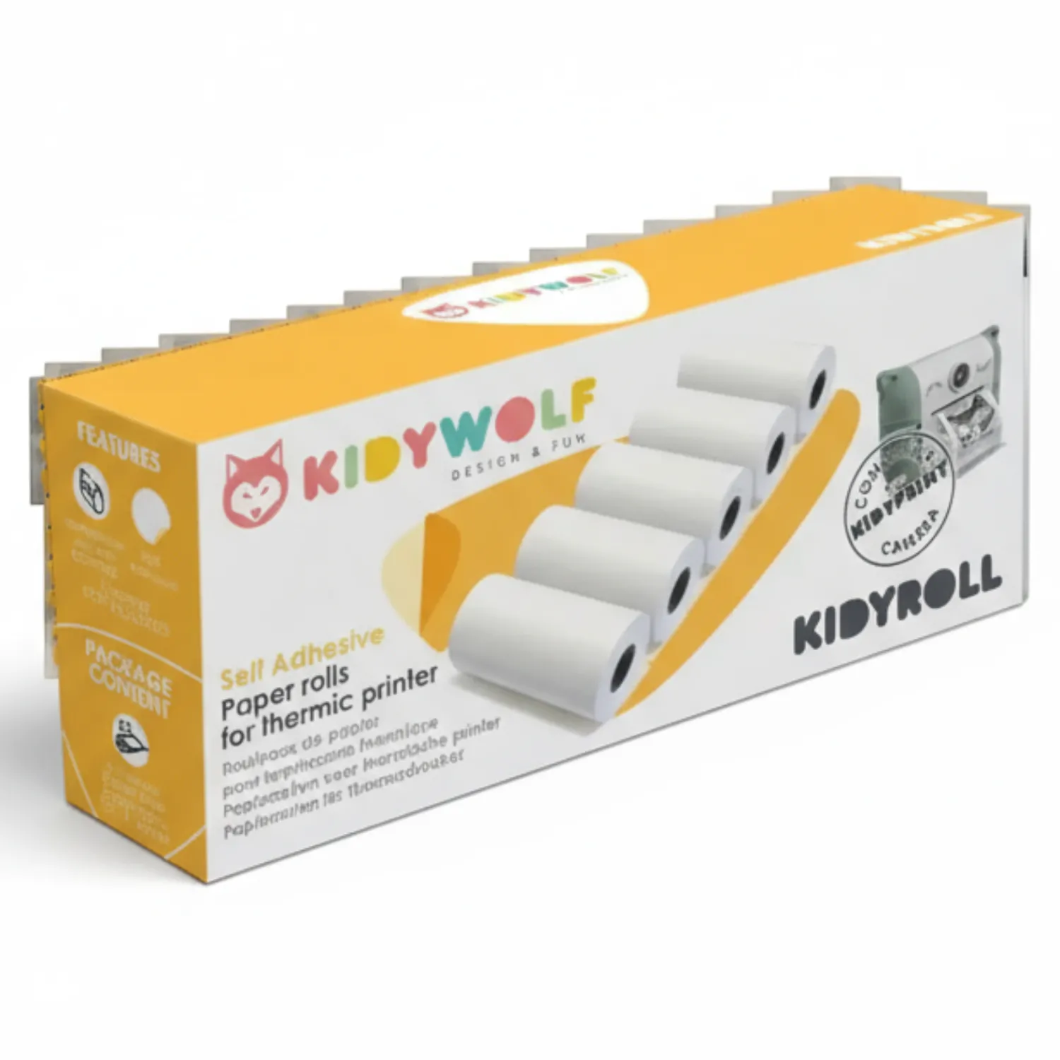 Kidywolf Rolki papieru termicznego samoprzylepnego do aparatu KIDYROLL