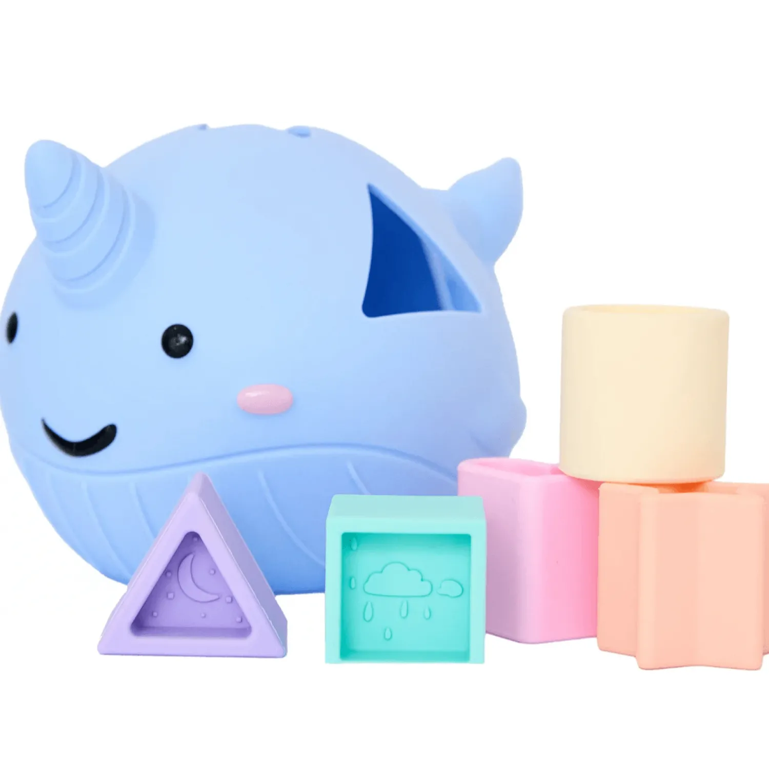 Jellystone Sorter kształtów silikonowy wieloryb PASTEL