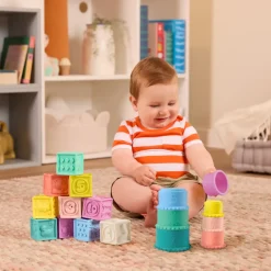 B.Toys Stackin’ Squishies – miękkie kubeczki i klocki sensoryczne 2w1