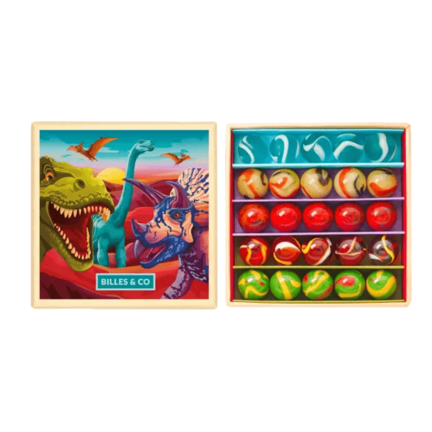 Billes & Co Szklane kulki DINOZAURY
