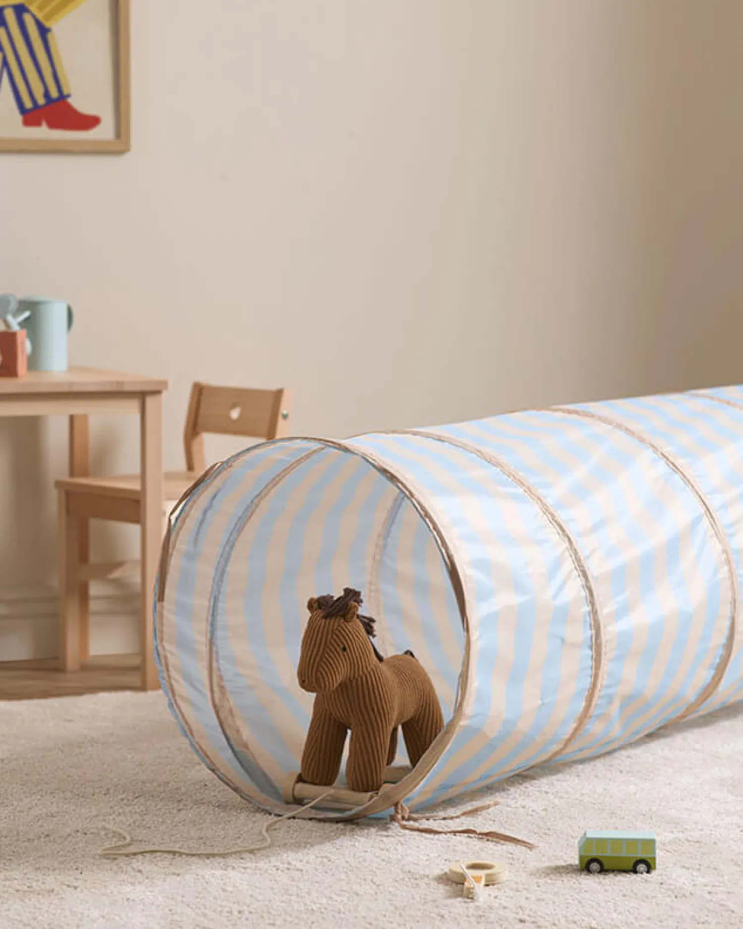 Kids Concept Tunel do zabawy - błękitny w paski
