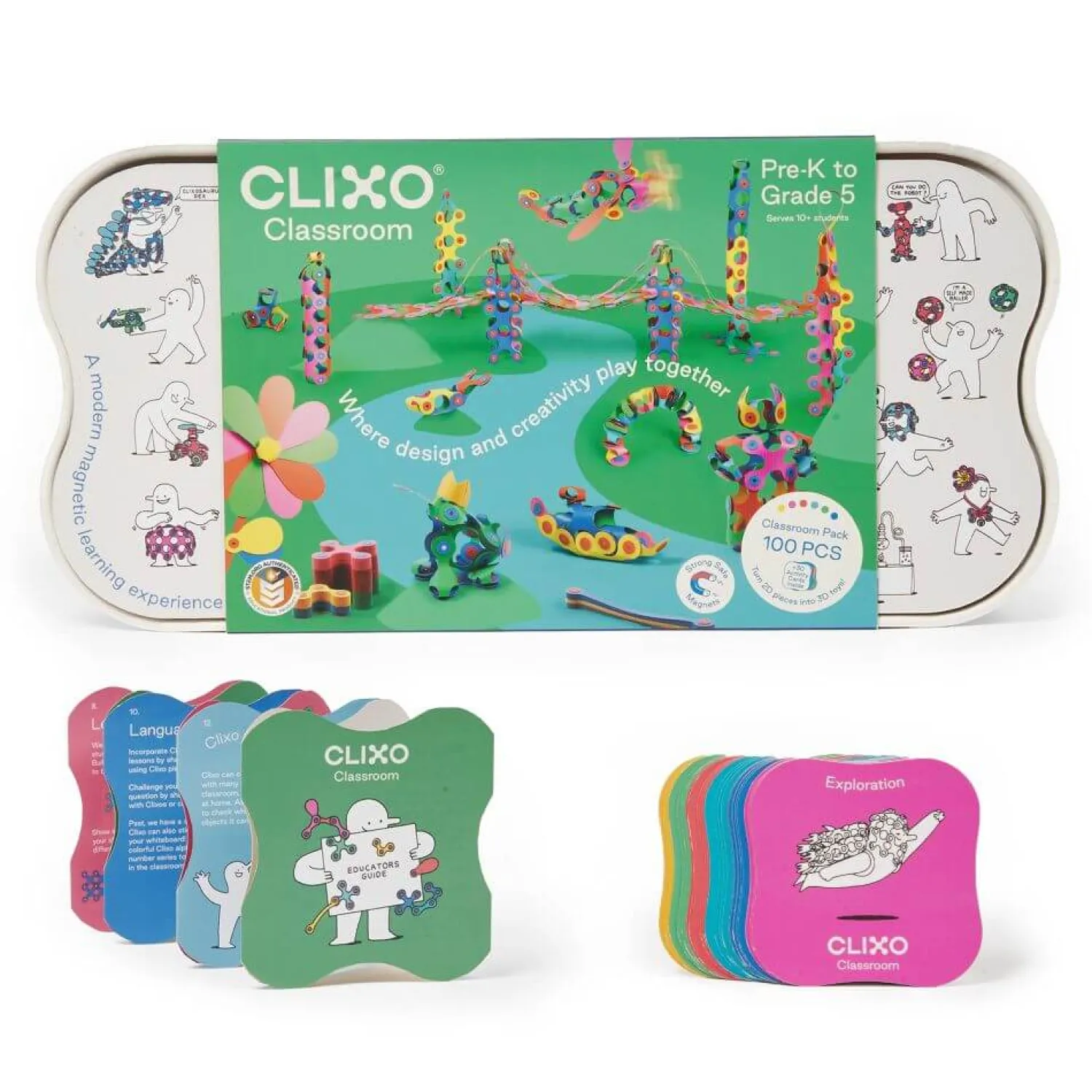 CLIXO Układanka magnetyczna Classroom Pack, 100 elementów