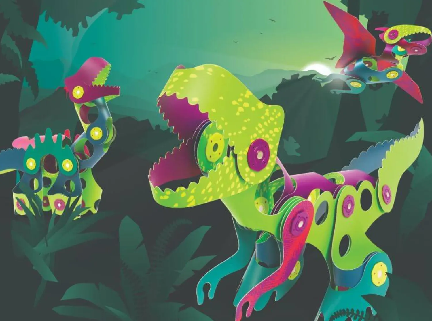CLIXO Układanka magnetyczna Dinozaury , 22 elementy