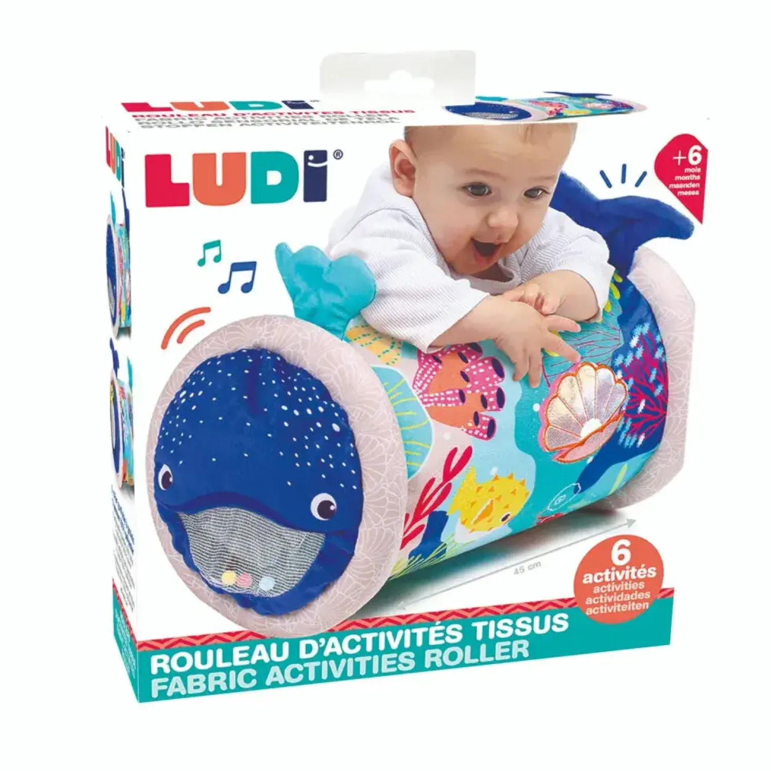 LUDI Wałek sensoryczny dla niemowląt - WIELORYB