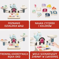 TOPBRIGHT Waga szalkowa Montessori - Głodny Miś, zabawka edukacyjna, 3+