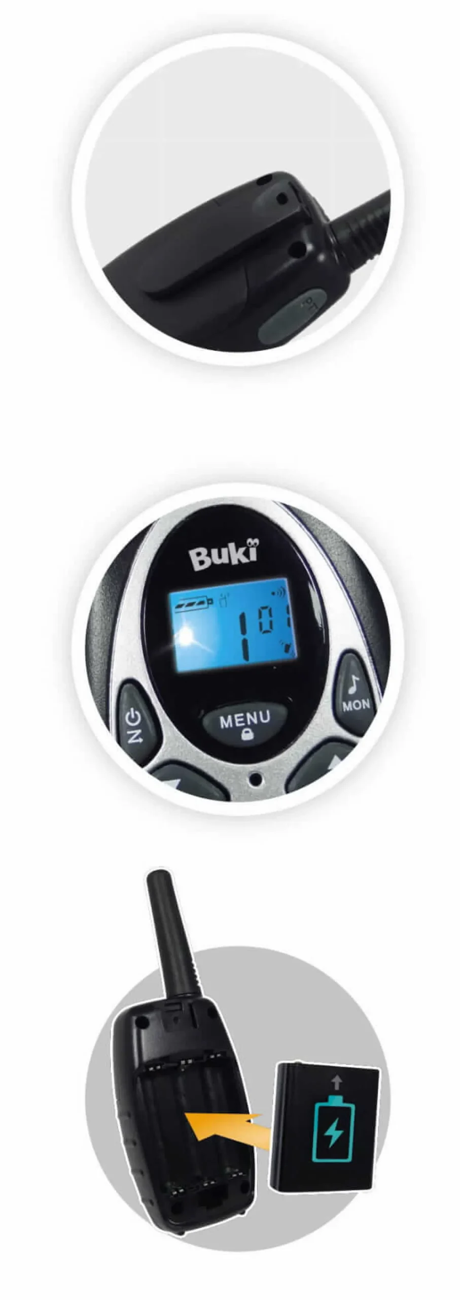 Buki WALKIE-TALKIE z akumulatorem - zasięg 4 km