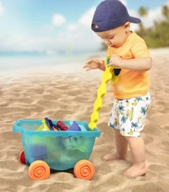 B.Toys Wavey–Wagon – niebieski wózek, wagonik z akcesoriami do piasku