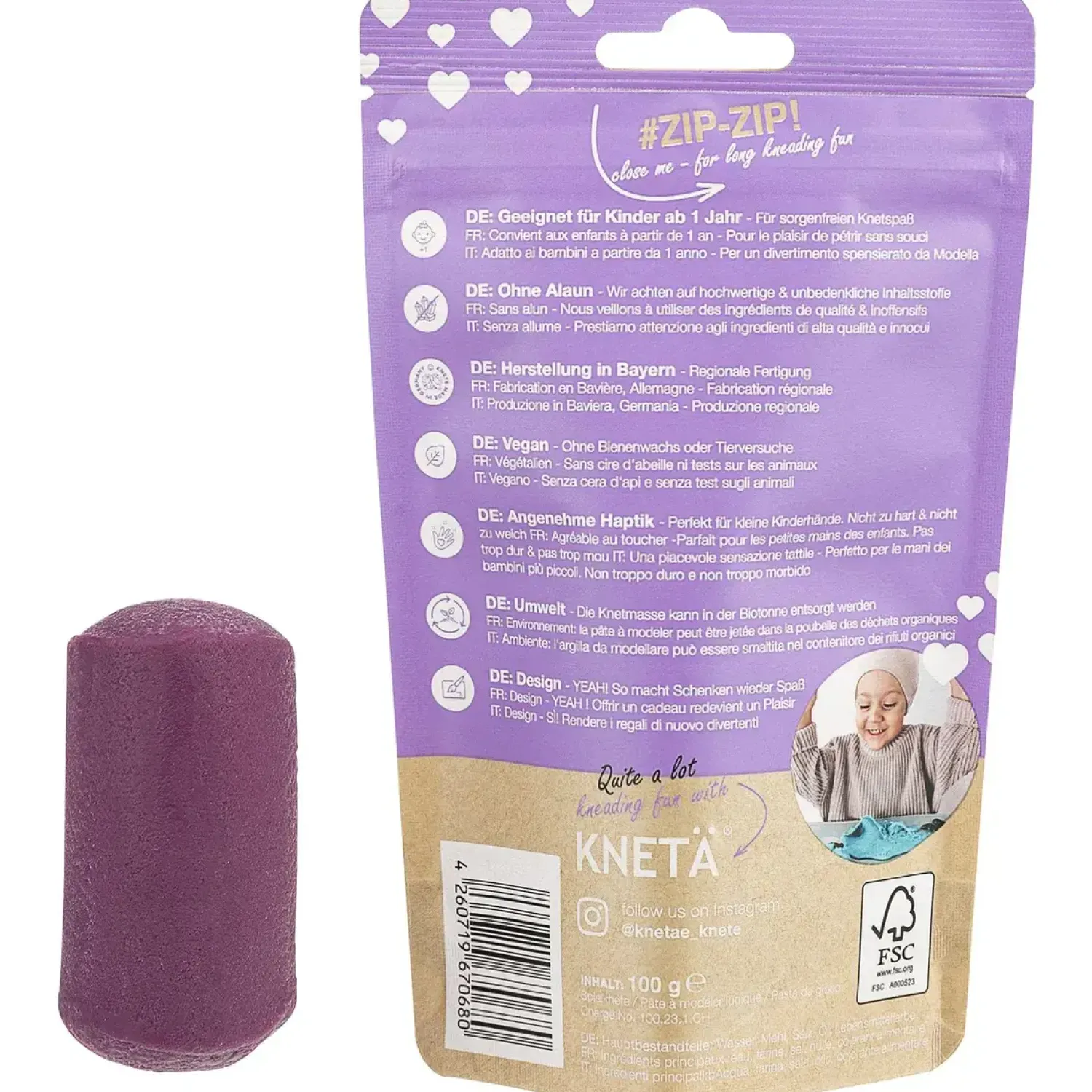 KNETA Wegańska masa plastyczna, 100g - liliowa