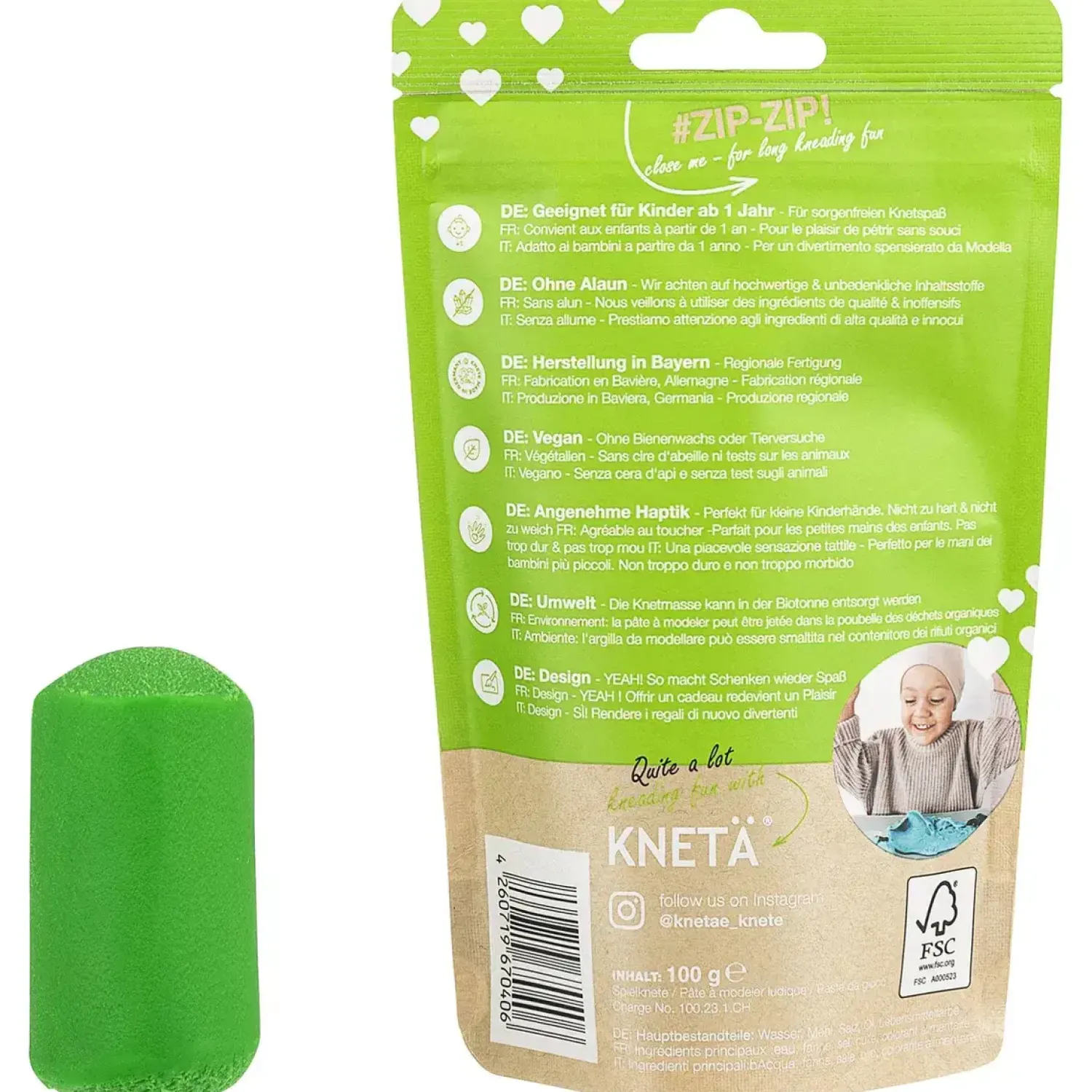 KNETA Wegańska masa plastyczna, 100g - zielona