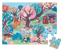 Janod Świecące puzzle z mini-lampką UV Las 24 elementy 3+