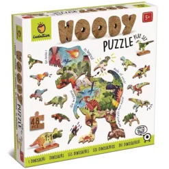 Ludattica WOODY PUZZLE – drewniane puzzle konturowe – DINOZAURY