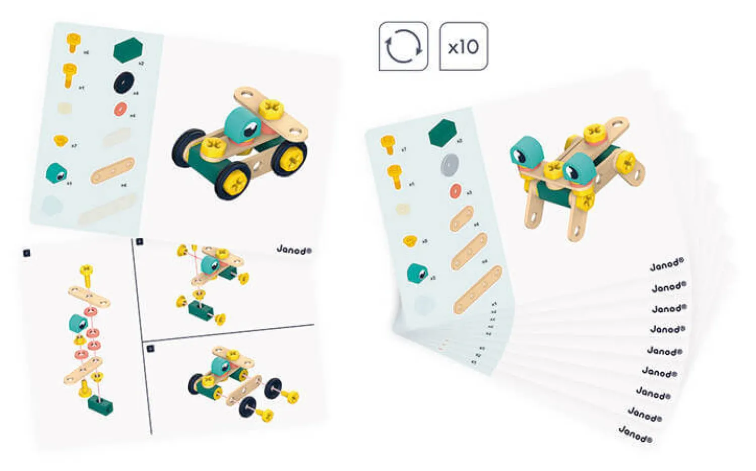 Janod Zestaw konstruktora 50 elementów Brico'kids 3+