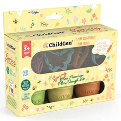 ChildGen Zestaw kreatywny WIOSNA, 100% naturalna ciastolina i 8 kształtów, foremki MINI PREMIUM SET