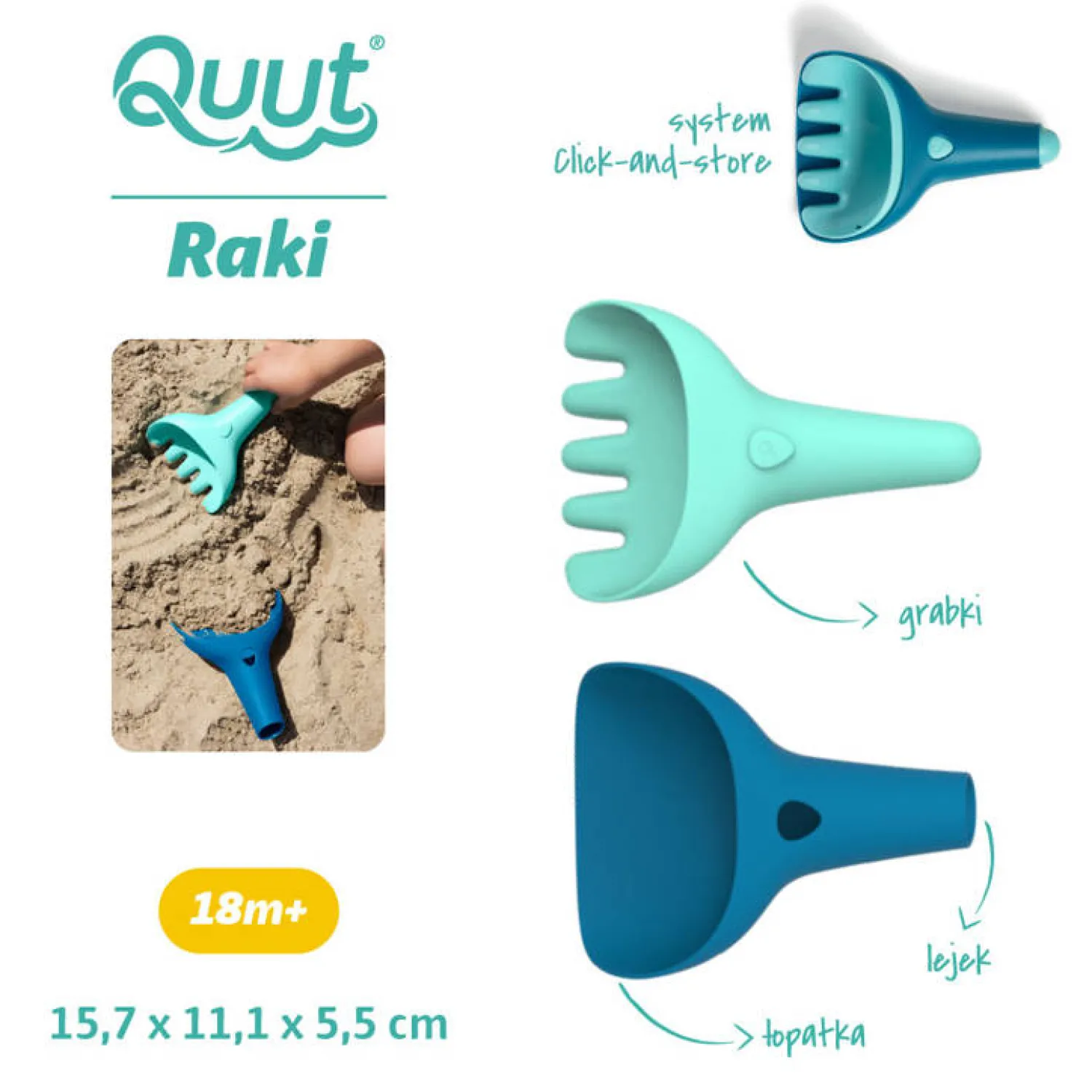QUUT Zestaw łopatka + grabki Raki Ocean