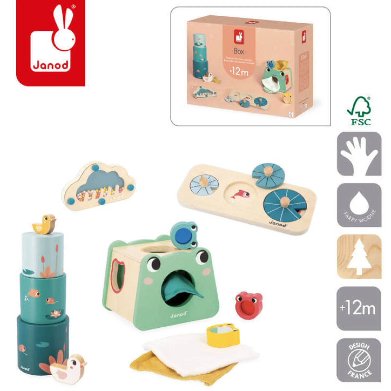 Janod Zestaw zabawek edukacyjnych Box 12m+